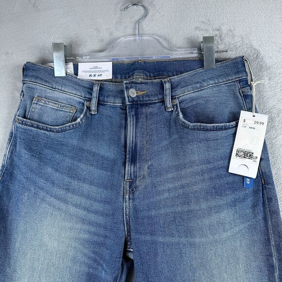 H&M Skinny Jeans Mens Size W33X32L Mid Rise Stone Wash Denim Stretch Blue - Picture 6 of 13